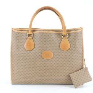 Vintage Old Gucci Micro GG Leather Tote Bag, Handbag, Shoulder Beige, Women's